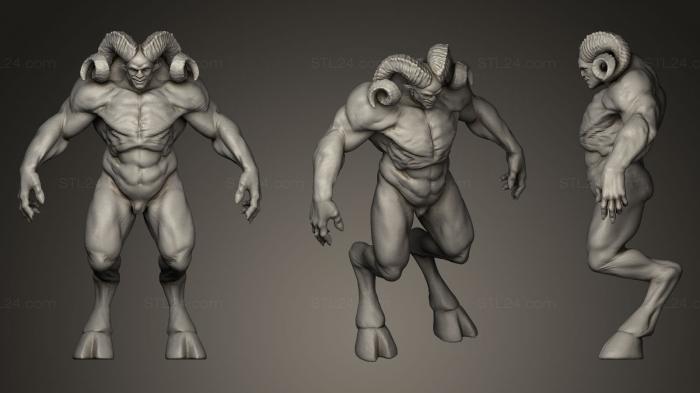 Статуэтки герои, монстры и демоны (Человек-баран, STKM_0304) 3D модель для ЧПУ станка